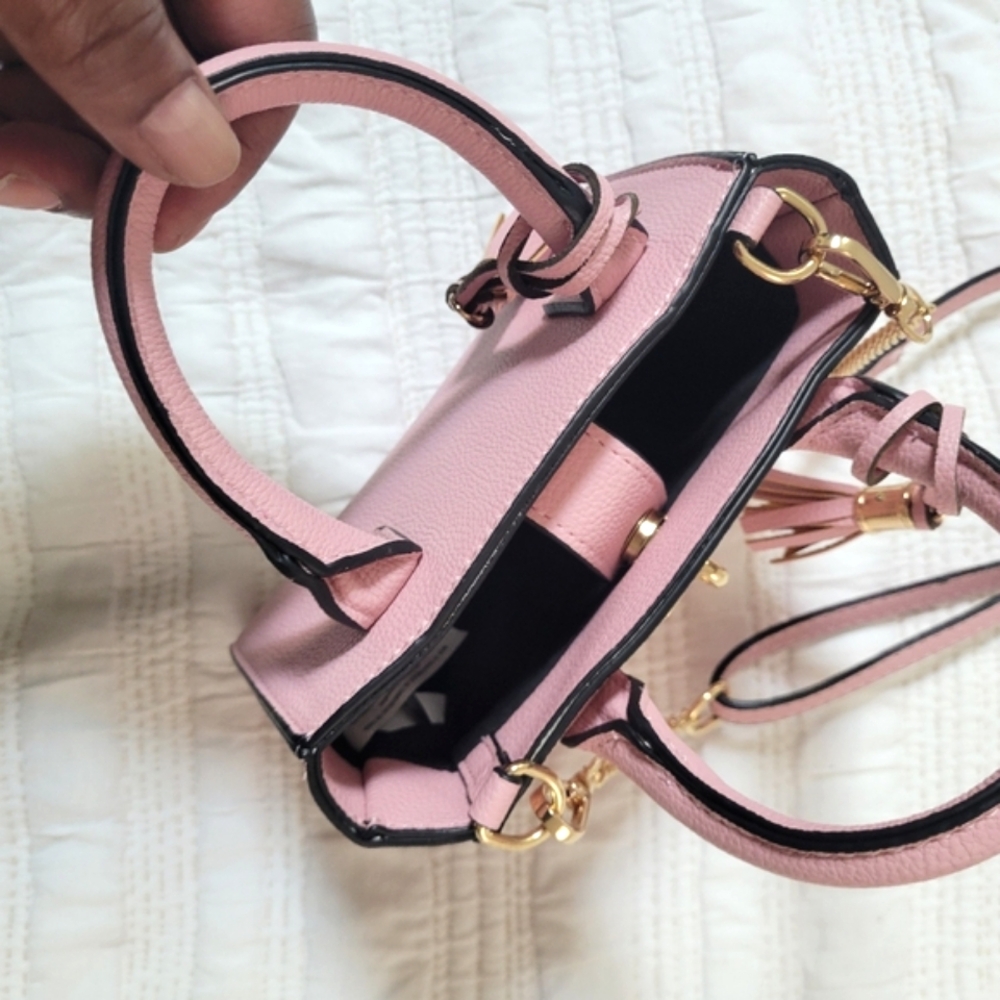 ☆ Pink Faux Leather Mini Crossbody Bag - Picture 12 of 14